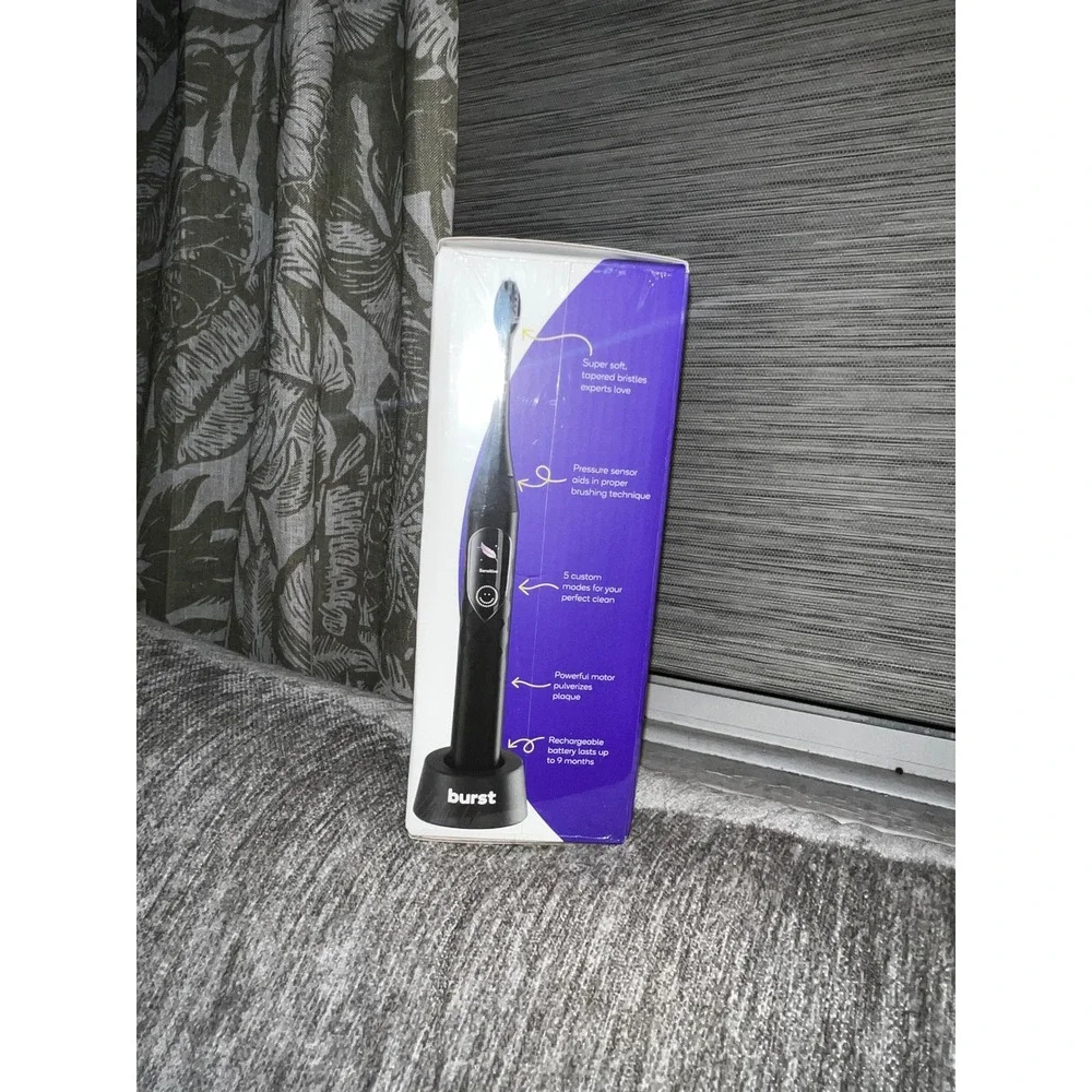 BURST Pro Sonic Toothbrush Black Rechargeable Electric LED Screen Smart Sensor